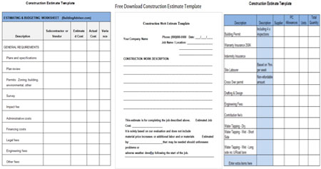 Download Construction Estimating Template FREE
