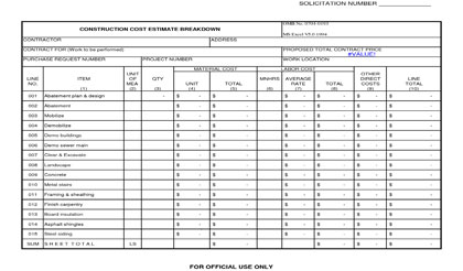 Download Building Estimating Template for FREE