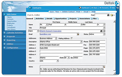 Deltek CRM Screenshot