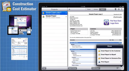 Construction Cost Estimator App for the Mac, iPad, and iPhone 