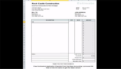 Download Free Estimating Template for Construction Companies