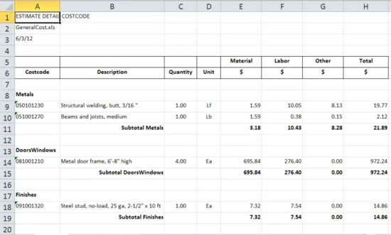 Download Excel Based Construction Cost Estimating Software - GeneralCost Estimator for Excel