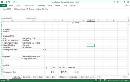 Download HomeCost Estimator for Excel FREE