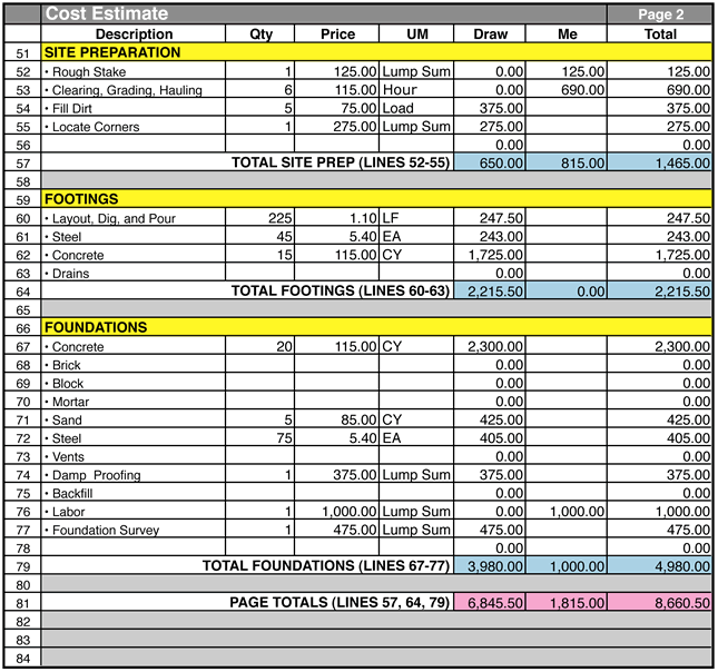 Construction Floor Estimating Demo