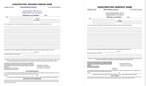 Download Construction Proposal and Contract Template Free