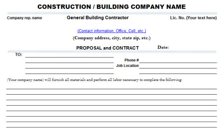 Construction Proposal Template - Free Excel Proposal Template Download