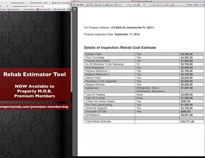 Demo of Rehab Estimator Tool