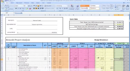 Remodel Cost Analysis & Project Management Calculator Tutorial