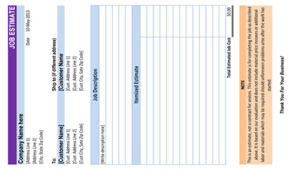 Download Simple Job Estimate Template in Excel for FREE