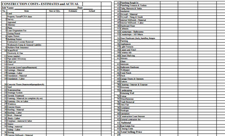 Construction Cost Estimate Template Download