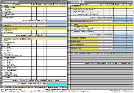 Home Construction Cost Estimate Forms in Excel - Download FREE