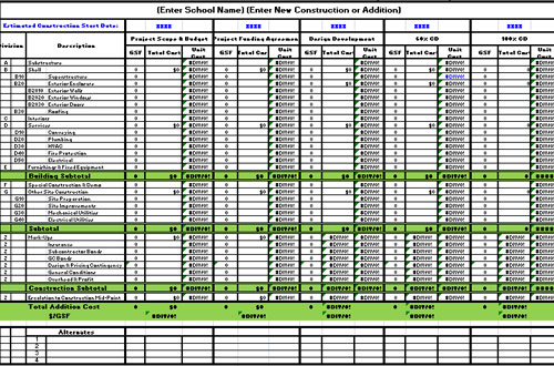 CONSTRUCTION COST ESTIMATING EXCEL SHEET 