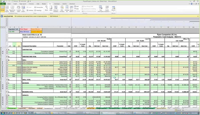 construction cost estimate sheet