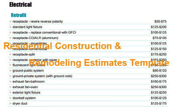 Download Residential Construction and Remodeling Estimates Template for FREE