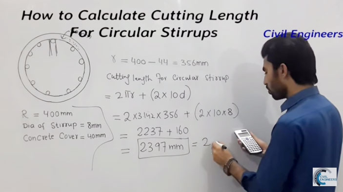 Calculating process of Cutting Length for Circular Stirrups