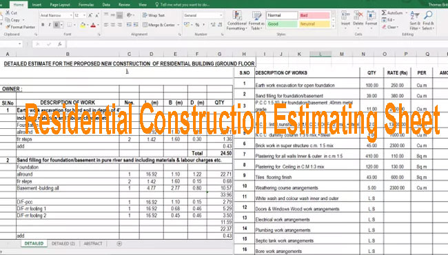 construction residential sheet