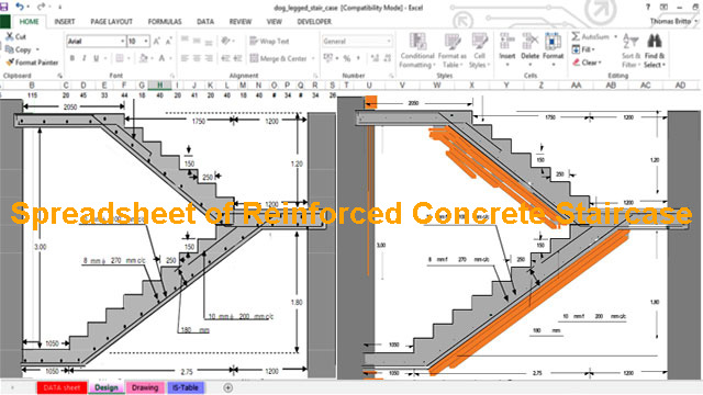 Spreadsheet of Reinforced Concrete Staircase