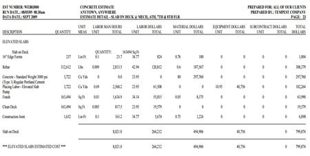 concrete estimate sheet