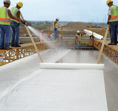 Concrete curing by water